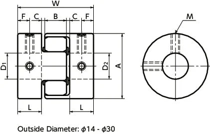 NBK Japan MJC-30-BL 5/16"inch to 9/16"inch Jaw-type Flexible Coupling - Buy Couplings online - Fast US Shipping