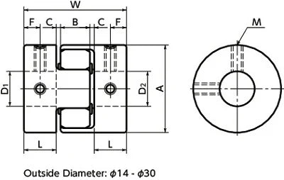 NBK Japan MJC-30-EGR 6mm to 15mm Jaw-type Flexible Coupling - Buy Couplings online - Fast US Shipping