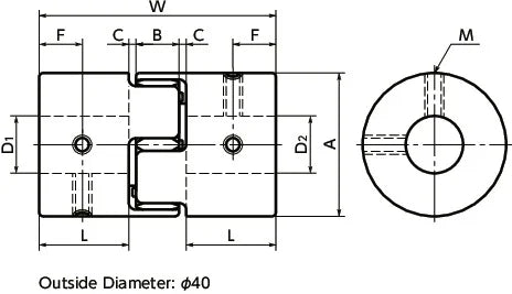 NBK Japan MJC-40-BL 5/16"inch to 7/16"inch Jaw-type Flexible Coupling - Buy Couplings online - Fast US Shipping